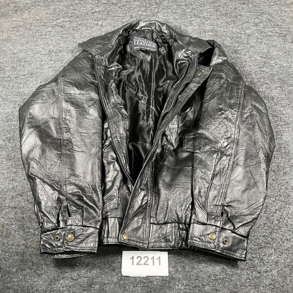 Napoline Leather Outfitters Jacket Mens 2X Black Patchwork Full Zip Handcrafted